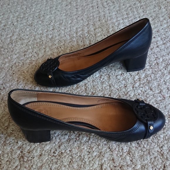 Tory Burch Mini Miller Logo Pump Heels - Black Size 7.5 - Picture 1 of 15